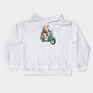 Cool dog riding motorbike Kids Hoodie